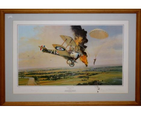 After Robert Taylor (b. 1951 America)
Air Strike over West Falkland by Lieutenant Commander Stanley Ward, coloured print, pen