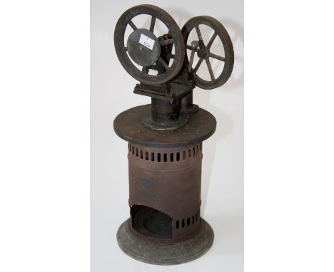 A late 19th century large brass and white metal static steam engine marked E P, H47cm