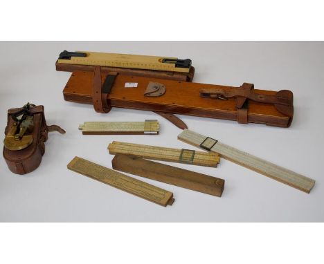 Various scientific instruments including slide rules and an early 20th century cased chart alidade&nbsp;
To be auctioned on b