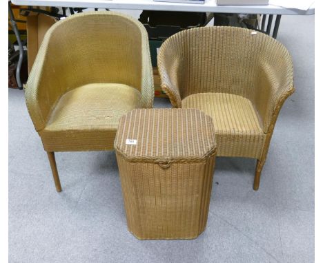 Lloyd Loom Armchair &amp; Linen Basket: together with similar item(3) 