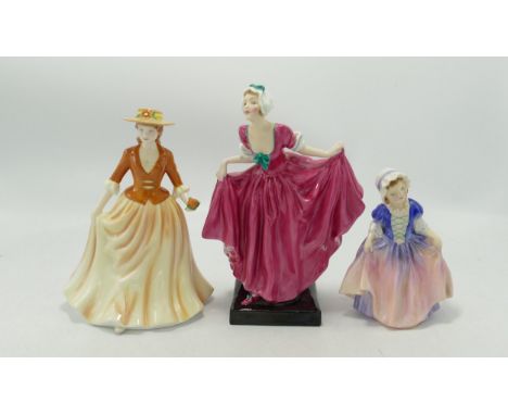 Royal Doulton Lady Figures Delight HN1772: together with Dinky Doo HN1678 &amp; Autumn Stroll HN4588(3) 