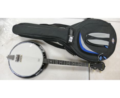 Cased Tanglewood 4 String Banjo: length 88cm 