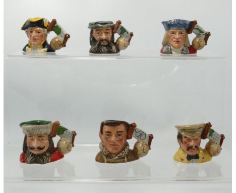 Royal Doulton Limited Edition Set of Six Explorer Collection Tiny Character Jugs Columbus D7081, Scott D7082, Da Gama D7083, 