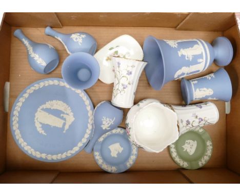 A mixed collection of items to include: a large selection of Wedgwood Jasperware including vases, urns, spill vases together 