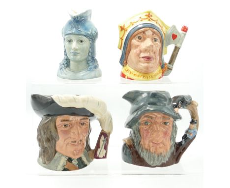 Royal Doulton Small Character jugs: Britannia, Rip Van Winkle, D'artagnan &amp; seconds The Red Queen(4) 