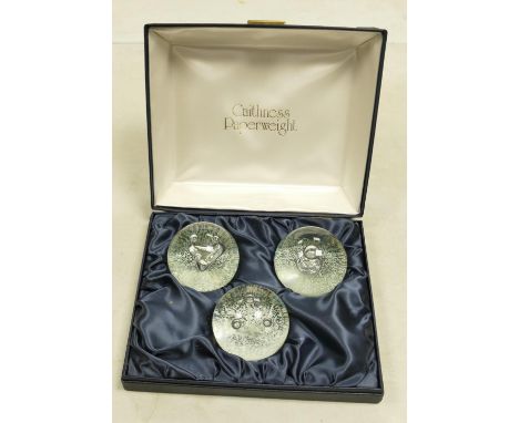 Cased Caithness Limited Edition Paperweight Set Trio: 