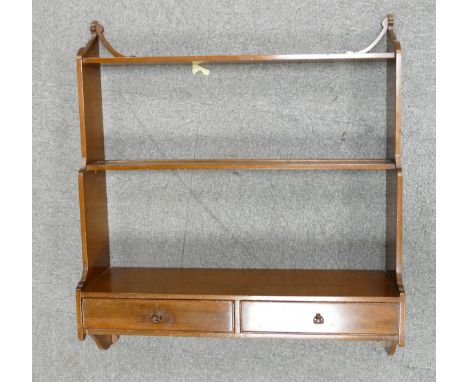 Light Oak 2 Drawer Plate Rack Wall Shelf: width 61cm  and height 70cm 