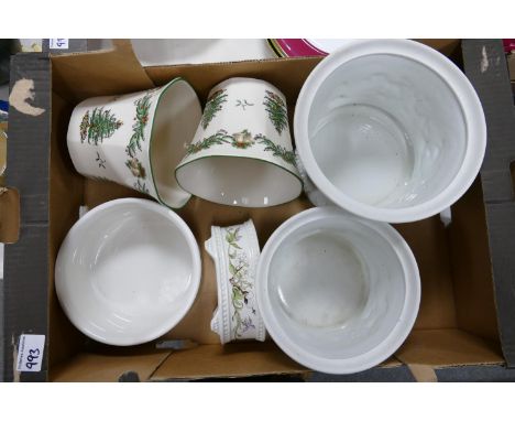 A mixed collection of items to include: Spode Christmas Tree patterned vases, Portmierion Planters etc 