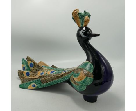 Mid Century Goebel Peacock Bird Figure: signed Selim, height 28cm
