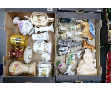 A mixed collection of items to include: Aynsley, Spode &amp; similar floral decorated vases, BeswicK Anglund figure etc (2 tr