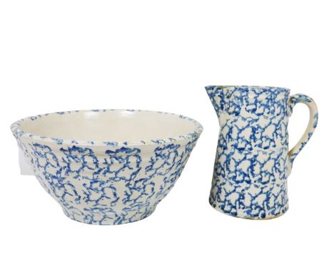 Pitcher has cracking and can be seen in photos. As is. Bowl Size: 6 1/4 x 13 in. Pitcher Size: 9 x 8 in. Please note that all