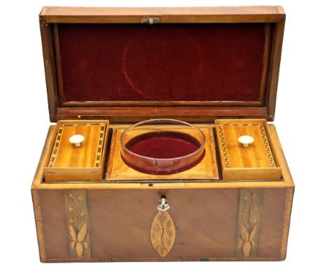 Nice inlaid Georgian Tea Caddy. Size: 6 x 12 x 6 in. Please note that all sales are final. No refunds will be given under any