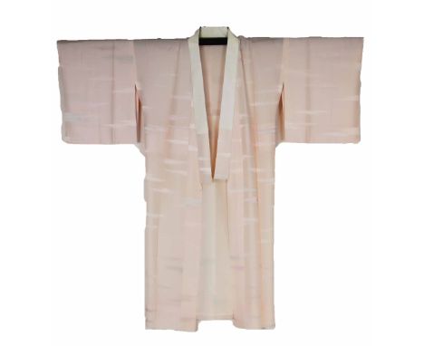 A salmon vintage Japanese kimono. The size is 52 x 54 in.The kimono is a traditional Japanese garment and the national dress 