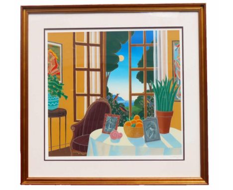 Signed Lithograph 33/35. Thomas McKnight is an artist somewhat out of sync with his times. Born in 1941 In Lawrence, Kansas, 