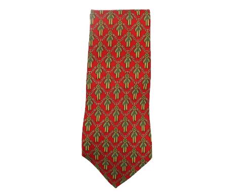 Hermes silk tie with bow ties. Size: 57 x 3 1/2 in.