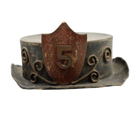 Dated 1897, likely the date this particular firehouse opened. 1897 on rear of helmet. Litchfield Maine Township. Belonged to 