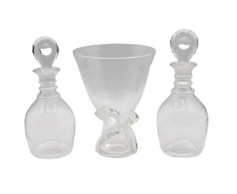(2) Decanters and (1) Glass. Decanter Size: 7 x 5 in. Glass Size: 7 x 3 1/2 in.