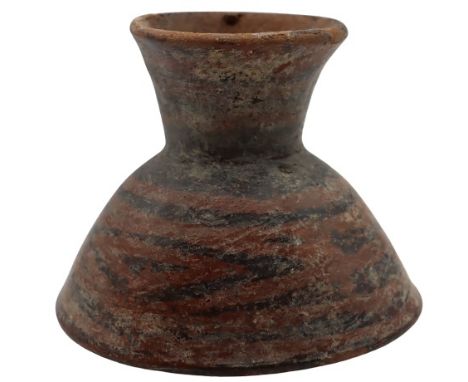 Rough fired ceramic, black slip design.Size: 4 1/2 x 5 in. Please note that all sales are final. No refunds will be given und