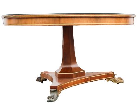 Beautiful Gilt Detailing throughout table top and legs. Height: 29 1/2 in. Diameter: 51 in.