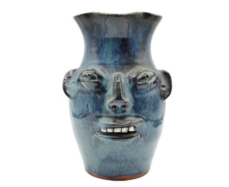 Beautiful Cobalt Blue Pitcher, 1 Gallon. Lovely blue glaze on this unique pitcher.Size: 9 x 8 in.Please note that all sales a