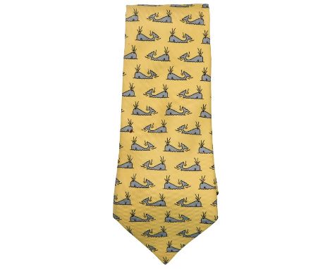 Hermes Paris Silk tie with whales. Size: 57 x 3 1/2 in.