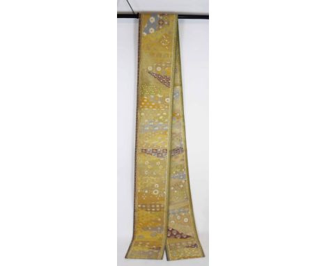 Japanese vintage obi with floral and colorful embroidery. The size is 178 in long x 12 in.An obi is a belt worn with both tra