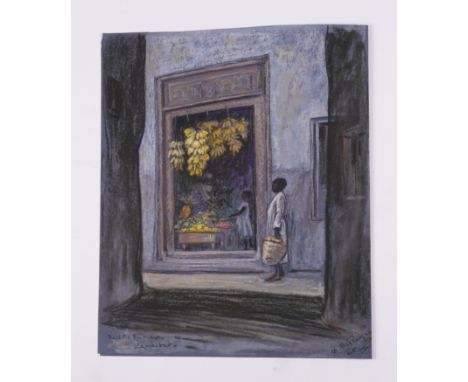 MARGARET METCALFE (BRITISH, 1877-1972) (9)The Little Fruit Shop, Zanzibar
signed and dated 'M. Metcalfe Feb 36' (lower right)