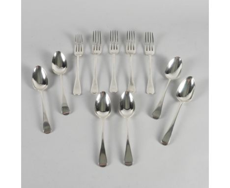 A GROUP OF SILVER TABLE FLATWARE (11)Comprising; six Old English pattern dessert spoons, comprising; four London 1836, one Lo