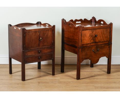 A GEORGE II MAHOGANY TRAY TOP NIGHT COMMODE (2)60cm wide; 47cm deep; 82cm high, together with another similarOld marks and sc