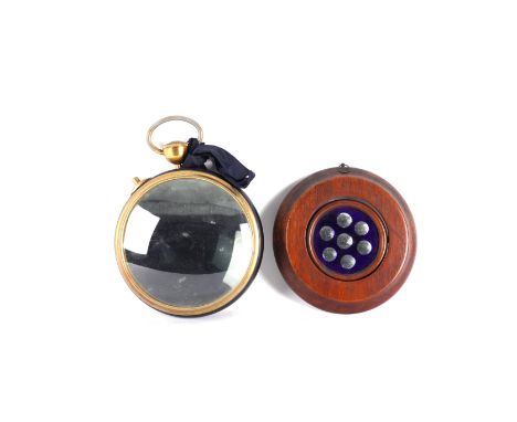 A VICTORIAN MAHOGANY FRAMED SORCERER'S MIRROR (2)With revolving mirror plate, 20cm wide; together with a small wall mirror fo