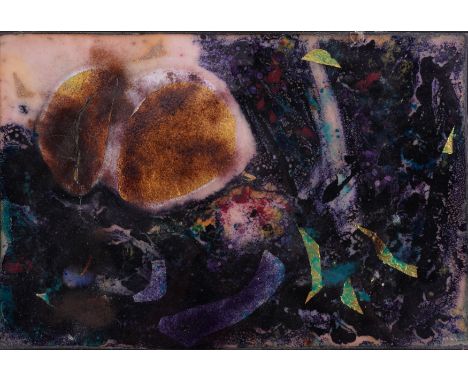 MARIT GUINNESS ASCHAN (BRITISH, 1919-2004)Northern Lights
signed 'Marit' (lower right)
mixed media on enamel mounted on board