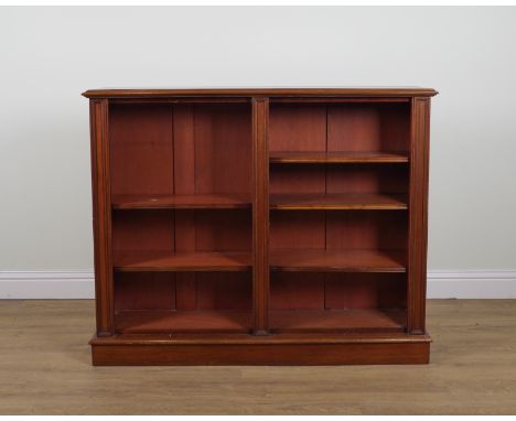 A LATE VICTORIAN MAHOGANY FLOOR STANDING OPEN BOOKCASE140cm wide; 33cm deep; 117cm highCondition report; the shelf size is 22