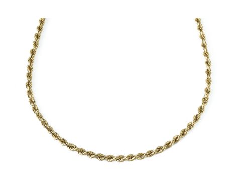 A 9CT GOLD ROPETWIST LINK NECKCHAINOn a boltring clasp, length 62cm, weight 6.7 gramsCondition Report:&nbsp;&nbsp;The chain i