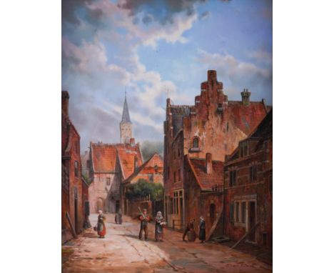 DAVID RONALD (20TH CENTURY)Street scene with a church spire
signed 'DAVID RONALD' (lower right)
oil on board
50 x 40cm
ARR

P