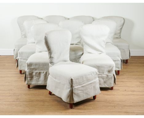 A SET OF TEN MODERN LOOSE UPHOLSTERED DINING CHAIRS (10)46cm wide; 91cm highLight grey seat covers, good overall condition mi