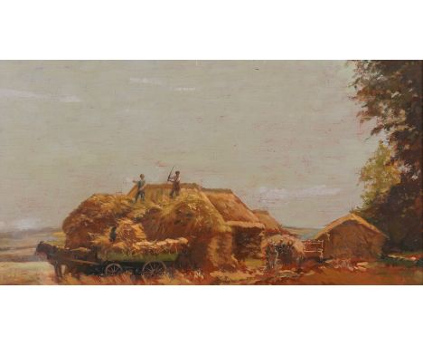 K*** HAMMERTON (BRITISH, 20TH CENTURY)Haymaking
signed 'K HAMMERTON' (lower right)
oil on board
28 x 52cm

Provenance
Private