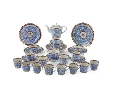 A LARGE SELECTION OF WORCESTER `ROYAL LILY' PATTERN PORCELAINS (29)Late 18th/early 19th century Comprising; a teapot and cove
