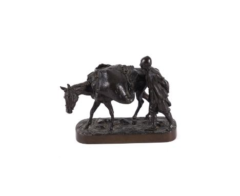 EUGENE LANCERAY (RUSSIAN 1848-1886): A BRONZE MODEL OF A GEORGIAN WATER VENDOR OR TULUKCHICast with the inscription 'E. Nahce