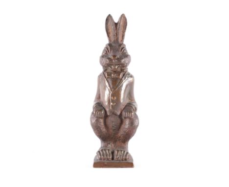 A BRONZE MODEL OF A STANDING RABBIT20th Century Modelled wearing a jacket, possibly modelled as "The White Rabbit",  from Lew