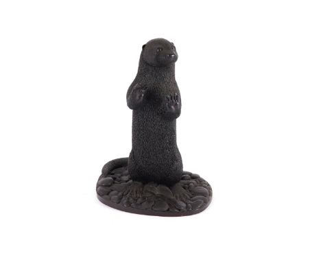 RICHARD FISCHER: A BRONZE RESIN MODEL OF AN OTTERModelled upright, stamped to base RICHARD FISCHER KESWICK, edition number 10