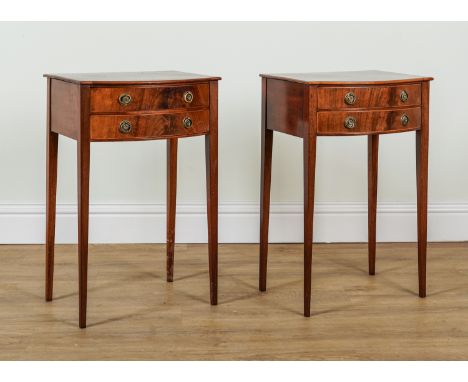 A PAIR OF GEORGE III STYLE MAHOGANY BEDSIDE TABLES (2)Each with two frieze drawers, 45cm wide; 35cm deep; 69cm highCondition 