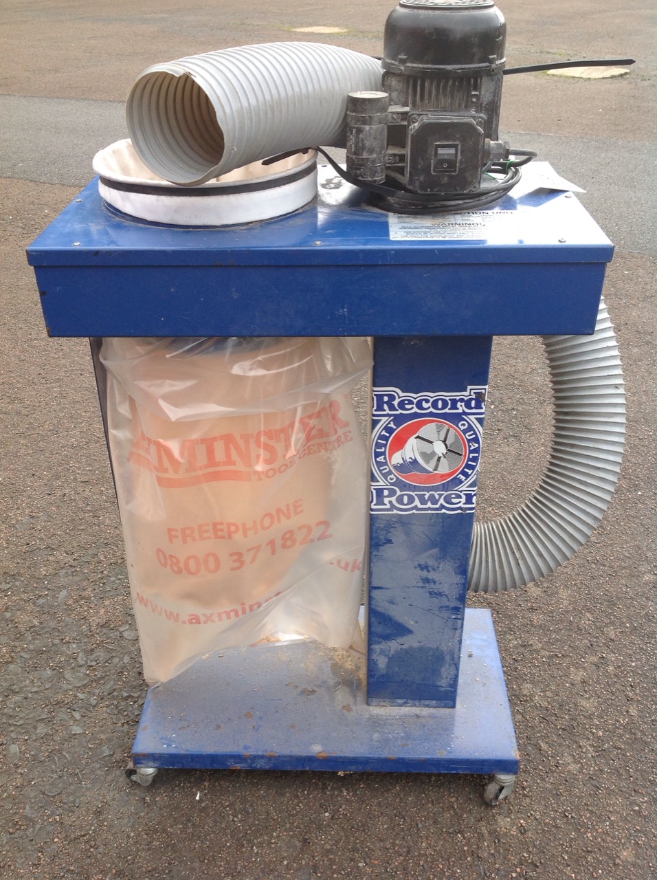 A Record DX500 dust extraction unit, the trolley with Femco motor, bags