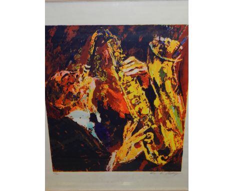 W  W Wittinger, Saxophonist, lithograph, 120/300 signed in pencil lower right, 76 x 68cm.