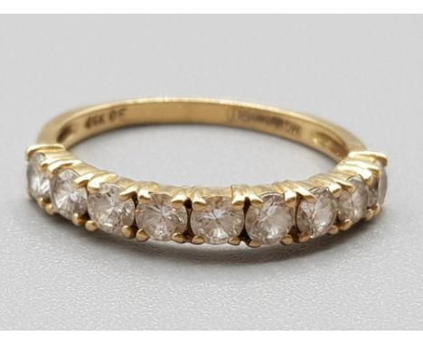 Ladies 14ct yellow gold 9 stone ring, size K, 1.6g