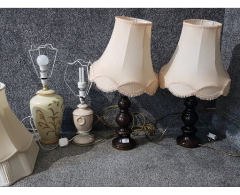 Four ceramic table lamps including a pair