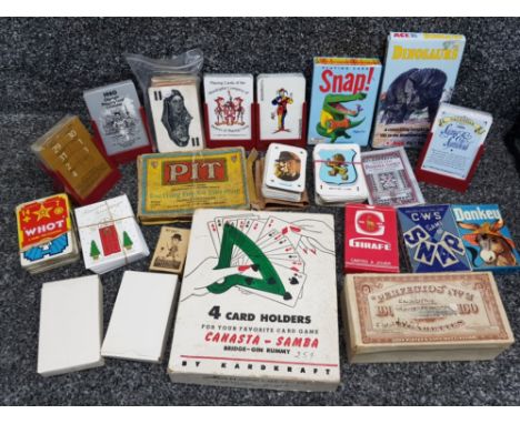 Crate of miscellaneous vintage playing cards