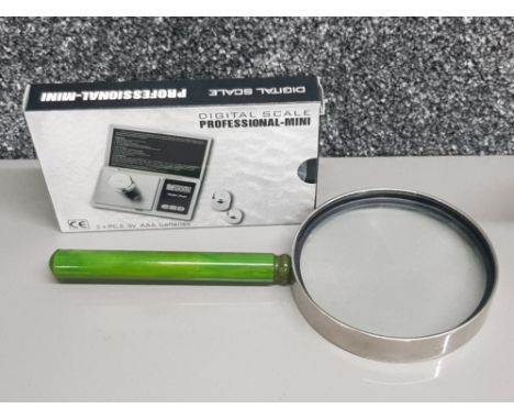 Pocket size Digital professional jewellery scales &amp; large magnifying glass