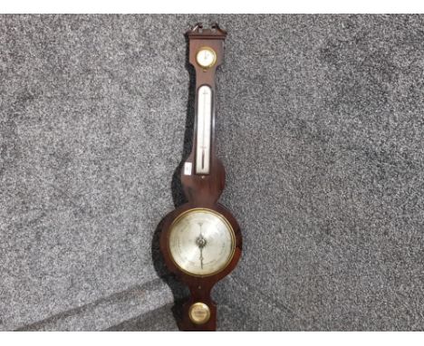Antique oak banjo barometer with silvered  dial . By R.Neale of Hunton