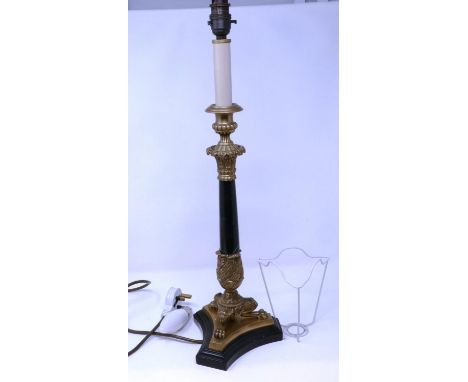 Marble and brass bound table lamp, H: 56 cm. P&amp;P Group 2 (£18+VAT for the first lot and £3+VAT for subsequent lots) 