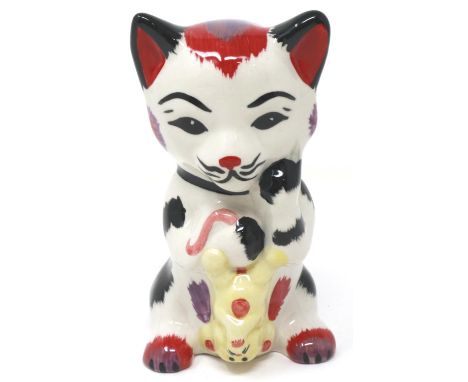 Lorna Bailey cat, Mousetrap, H: 13 cm, no cracks or chips. P&amp;P Group 1 (£14+VAT for the first lot and £1+VAT for subseque